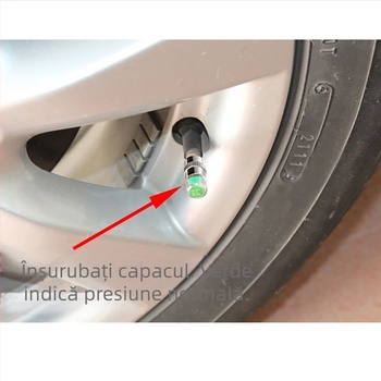 Capă monitorizare presiune pneuri cu indicator vizual și manometru mecanic, model 367, material metal + plastic (interval de detecție 0-7; mod afișare: indicator; precizie: obișnuit)