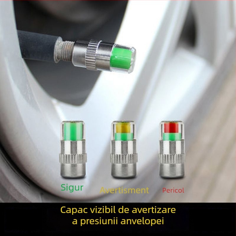 Capă monitorizare presiune pneuri cu indicator vizual și manometru mecanic, model 367, material metal + plastic (interval de detecție 0-7; mod afișare: indicator; precizie: obișnuit)