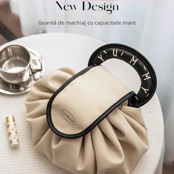 Geantă de machiaj Han Shi Lazy Makeup Bag, material PU, formă de geantă, multifuncțională pentru călătorii, stil modern minimalist