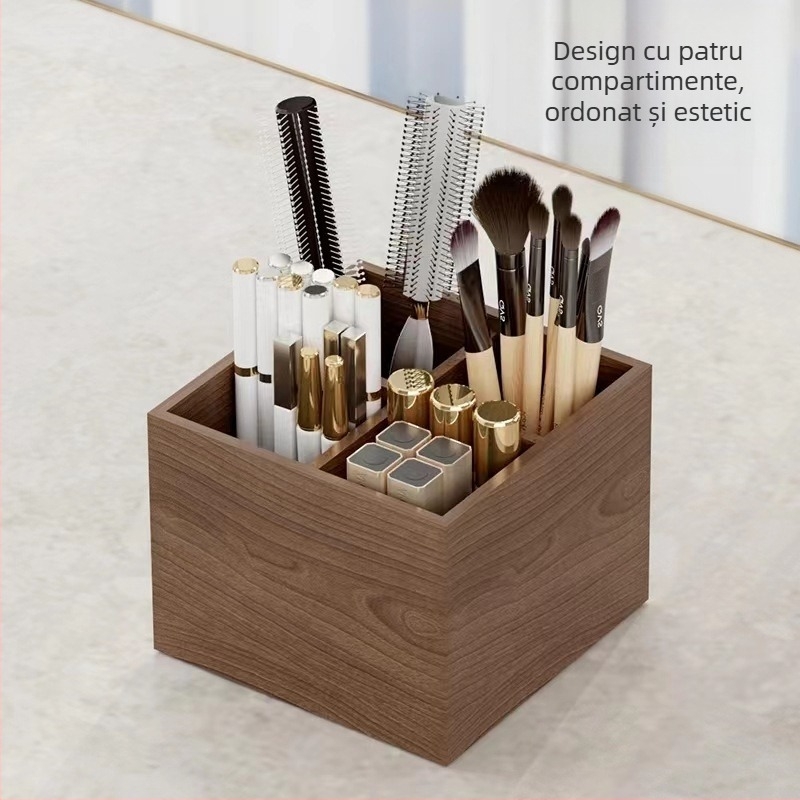 Cutie de depozitare pentru cosmetică din lemn masiv – Bestar, logo tipărit, personalizare procesare disponibilă, stil retro, lansată în 2016