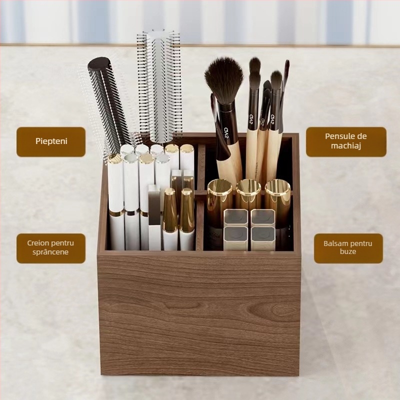 Cutie de depozitare pentru cosmetică din lemn masiv – Bestar, logo tipărit, personalizare procesare disponibilă, stil retro, lansată în 2016