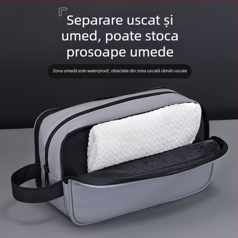 Geantă pentru toaletă - Piele film, Simplitate urbană, Impermeabilă, pentru produse de toaletă și depozitare machiaj (Material: piele film; Stil: simplitate urbană; Funcție: impermeabil)