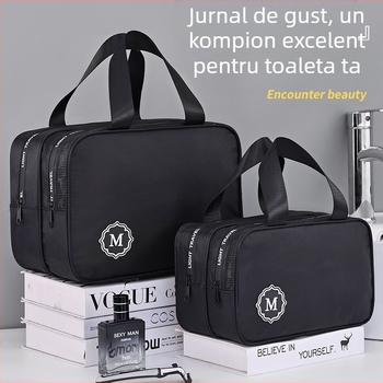 Zhanjie Geantă de toaletă unisex pentru călătorii cu separare uscat-umed, impermeabilă, mare capacitate, material Oxford
