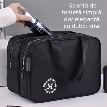 Zhanjie Geantă de toaletă unisex pentru călătorii cu separare uscat-umed, impermeabilă, mare capacitate, material Oxford