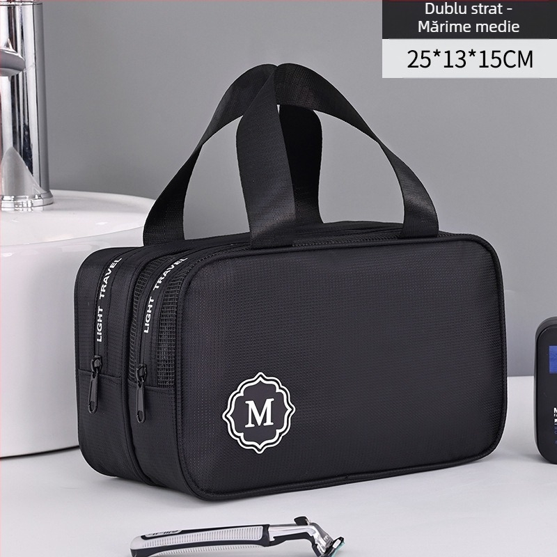 Zhanjie Geantă de toaletă unisex pentru călătorii cu separare uscat-umed, impermeabilă, mare capacitate, material Oxford