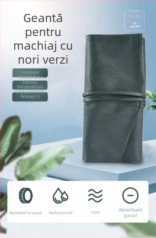 Set de 14 pensule de machiaj cu husă de depozitare din PU și curea – portabil, marca Chani