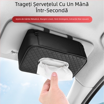 Cutie de șervețele auto – din piele, atârnătoare, pentru interiorul mașinii; personalizabilă (Material: Piele; Cod produs: 98567)