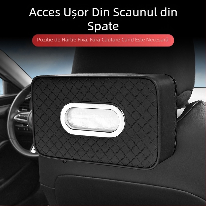 Cutie de șervețele auto – din piele, atârnătoare, pentru interiorul mașinii; personalizabilă (Material: Piele; Cod produs: 98567)