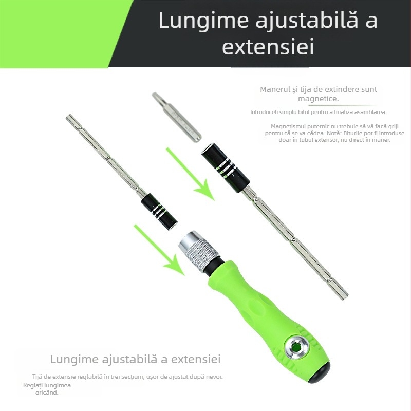 Set 32 în 1 șurubelnițe de precizie pentru telefoane mobile, oțel Cr_V crom-vanadiu, vârf magnetic, mâner PP+TPR, vârf în cruce