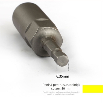 Set de 6 capete hexagonale externe, 80 mm lungime, oțel crom-vanadiu, standard metric