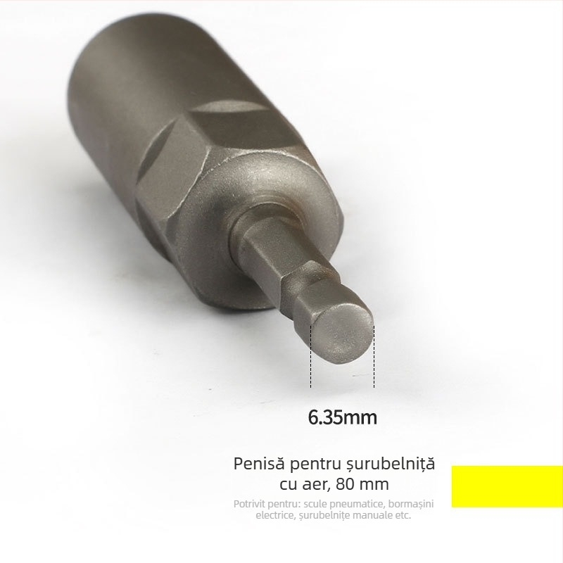 Set de 6 capete hexagonale externe, 80 mm lungime, oțel crom-vanadiu, standard metric