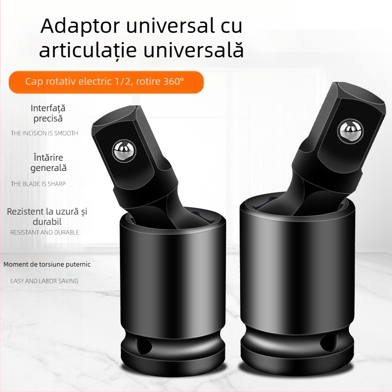 Adaptor cu articulație universală pentru cheie pneumatică/electrică, rotație 360°; material: oțel crom-molibden; finisaj: cromare; greutate: 170; marcă: Other