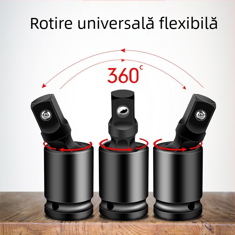 Adaptor cu articulație universală pentru cheie pneumatică/electrică, rotație 360°; material: oțel crom-molibden; finisaj: cromare; greutate: 170; marcă: Other