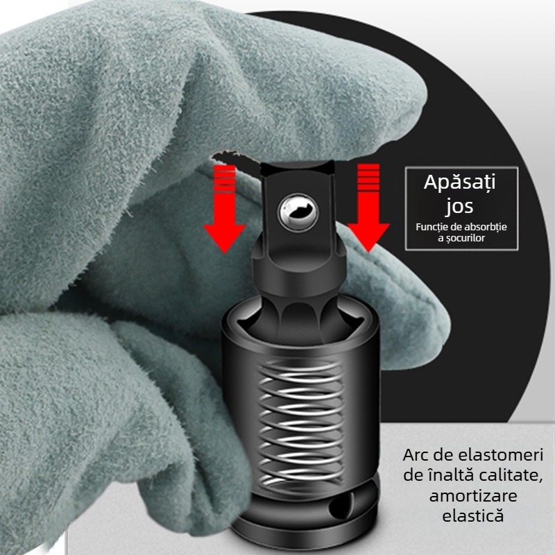 Adaptor cu articulație universală pentru cheie pneumatică/electrică, rotație 360°; material: oțel crom-molibden; finisaj: cromare; greutate: 170; marcă: Other
