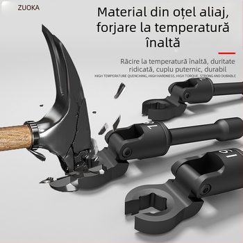 Cheie universală pentru țevi de ulei cu cap flexibil și deschidere pentru reparații auto; oțel crom-vanadiu, tratament de fosfatare, greutate 2.0 kg