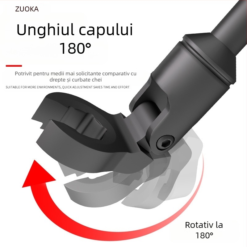 Cheie universală pentru țevi de ulei cu cap flexibil și deschidere pentru reparații auto; oțel crom-vanadiu, tratament de fosfatare, greutate 2.0 kg