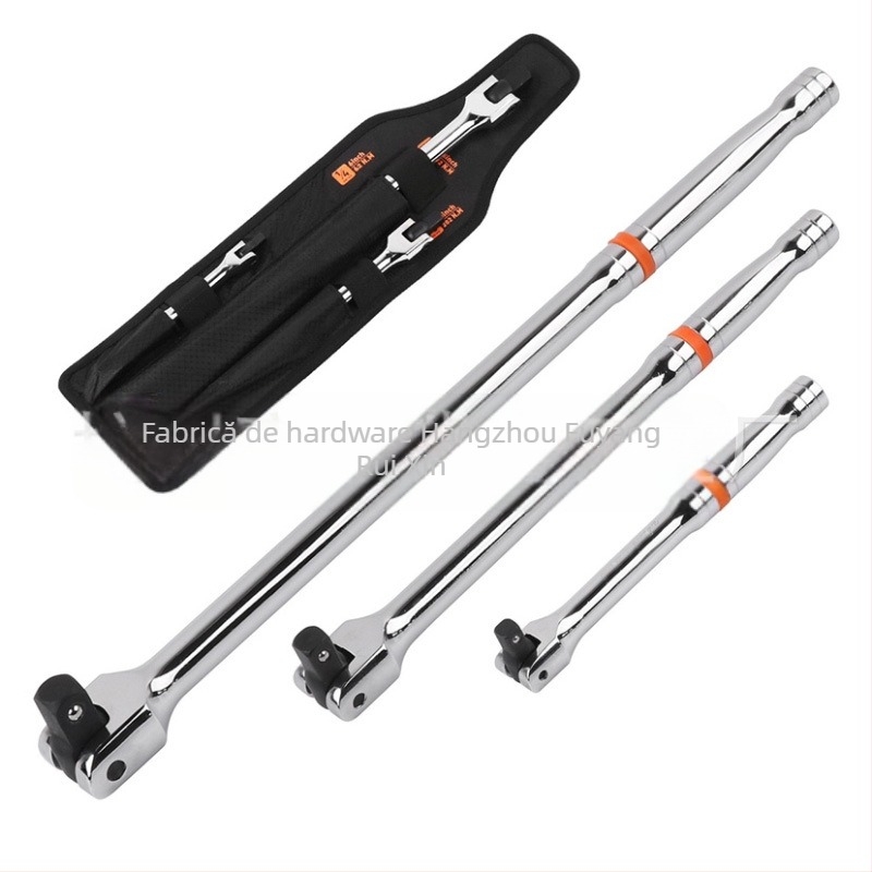 Set de 3 chei de soclu cu tijă de extensie, crom 40, electroplacat