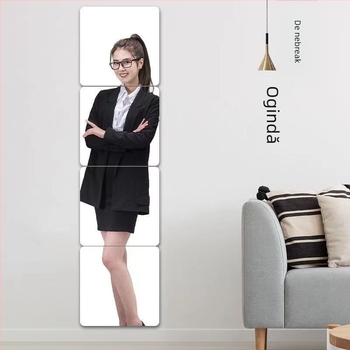 Oglindă de perete din acril – autoadezivă, oglindă pentru întreg corpul pentru dormitor sau cămin, decor de perete decorativ; model pătrat; 1 piesă; potrivită pentru living, dormitor, birou.