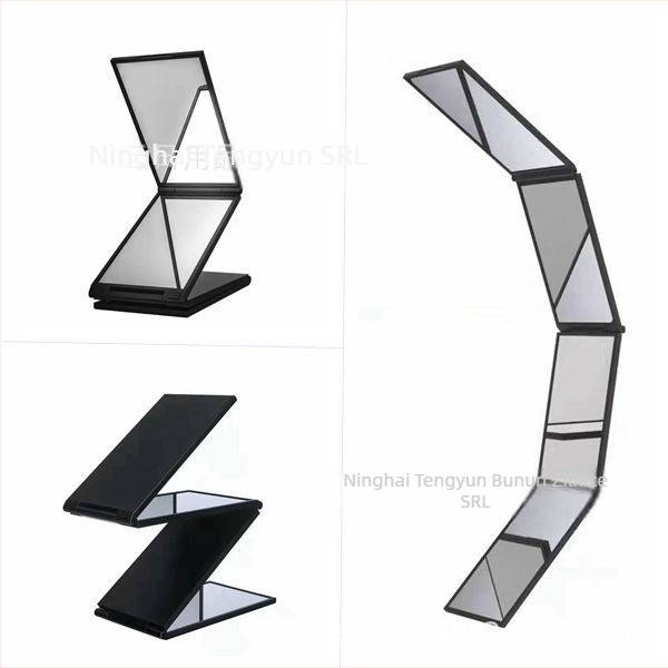 Oglindă pliabilă cu patru fețe pentru vizualizarea părții din spate a capului și tunsoare pe cont propriu; ramă ABS; imprimare logo disponibilă; personalizabil.