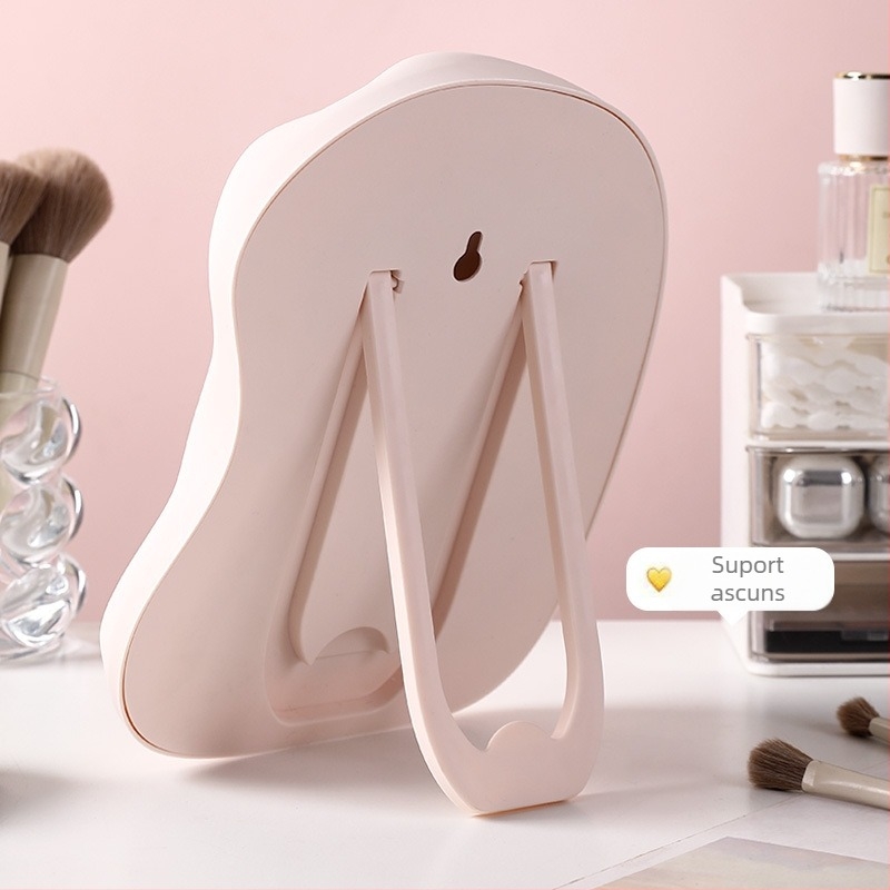 Oglindă de makeup desktop cu design în formă de nor, oglindă HD, cadru din plastic, oglindă argintie