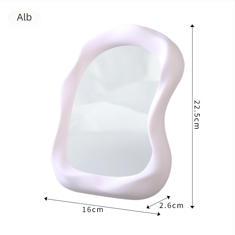 Oglindă de makeup desktop cu design în formă de nor, oglindă HD, cadru din plastic, oglindă argintie