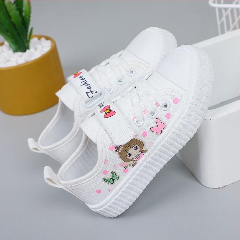 Pantofi sport din pânză pentru copii, 7–12 ani, PU upper, talpă din cauciuc, închidere Velcro, anti-derapare