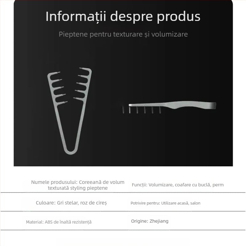 Pieptene pentru păr ABS, instrument de styling unisex pentru ridicarea rădăcinilor și volum