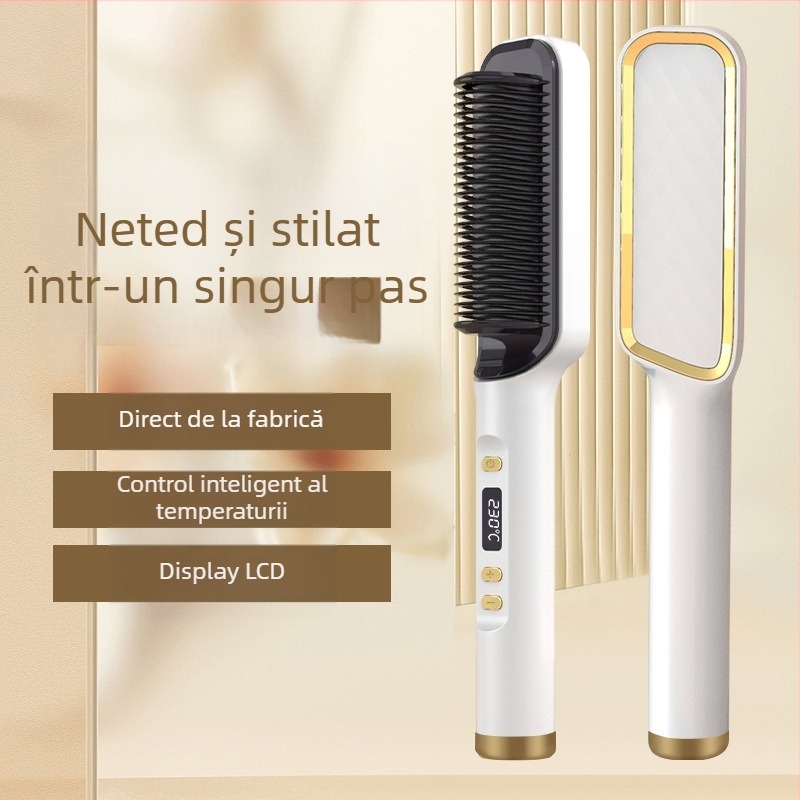 Perie electrică pentru netezire și îndreptare a părului, cu acoperire ceramică – diametrul 16–20 mm, 6 setări de temperatură, 45 W, 110–240 V, pentru păr ud și uscat