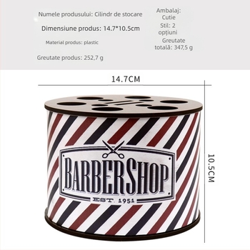 Cutie de depozitare pentru unelte de coafură, cu bază anti-alunecare – design retro personalizat pentru foarfeci și piepteni