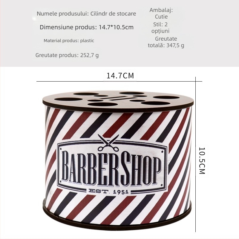Cutie de depozitare pentru unelte de coafură, cu bază anti-alunecare – design retro personalizat pentru foarfeci și piepteni