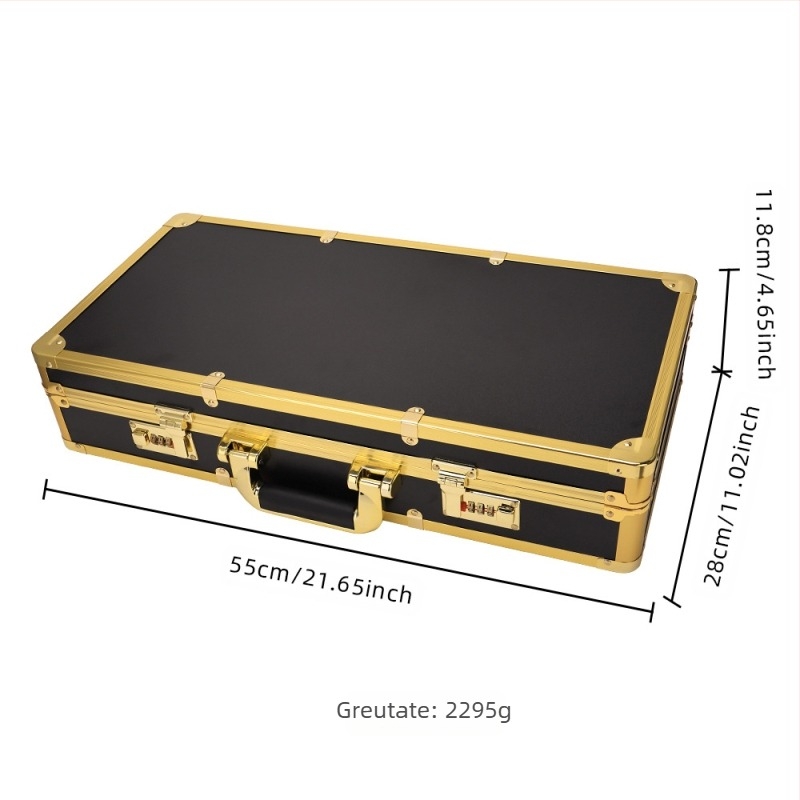 Gold tool box – Cutie din aliaj de aluminiu pentru unelte de coafare, cu lacăt cu combinație, set profesional de unelte pentru frizerie