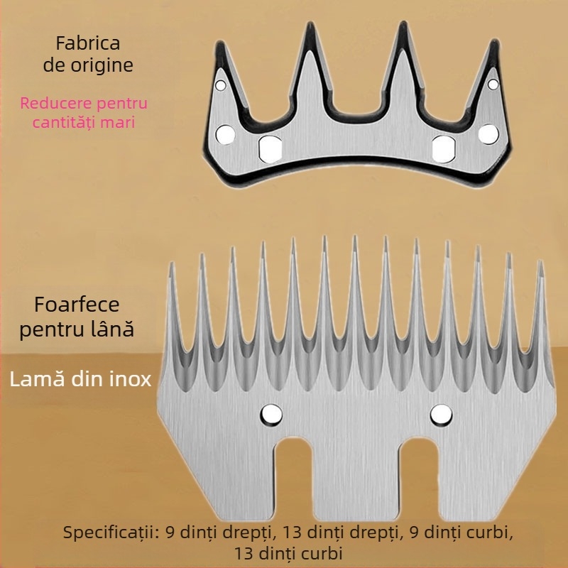 Lamă pentru foarfă electrică de lână – duritate înaltă, rezistență bună, lamă ascuțită; 13/9 dreaptă și 13/9 curbată