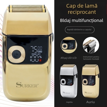 Surker aparat de ras electric cu cap reciproc cu 2 lame, complet lavabil, afișaj LED, motor cu perie, autonomie 120 minute