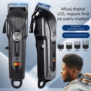 Mașină de tuns păr profesionale – reîncărcabilă, baterie încorporată 500–800 mAh, motor cu perii, lame din oțel inox, cap de tăiere detașabil și lavabil