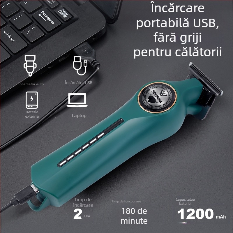 SOLIMPIA Aparat de tuns păr reîncărcabil cu lamă din titan, lamă detașabilă și lavabilă, autonomie baterie 1–3 h, impermeabil, zgomot 36–45 dB
