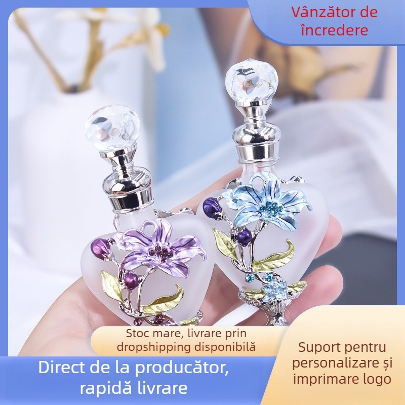 Sticluță de parfum din sticlă cu finisaj electroplatinat, ambalaj într-o cutie de carton, fără import