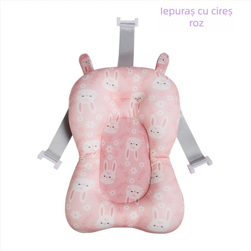 Covoraș de baie pentru bebeluși cu plasă de tip cadru; material: țesătură elastică cu patru direcții + plasă + umplutură poliester + cârlig PE; potrivit pentru ședere și întindere