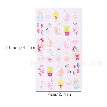 Adezivi pentru unghii – design Halloween 5D relief cu motive tort, gogoși și cactus – SWEET TREND OEM, pentru femei, în stil IN STYLE