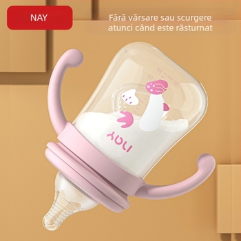 Biberon pentru bebeluși cu mâner, gât lat, formă de dovleac, logo imprimat, pachet de 72