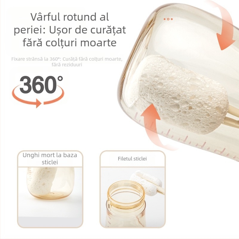 Bonmin Set portabil de perii pentru biberoane – Perii din silicon pentru biberoane, Kit de curățare de călătorie