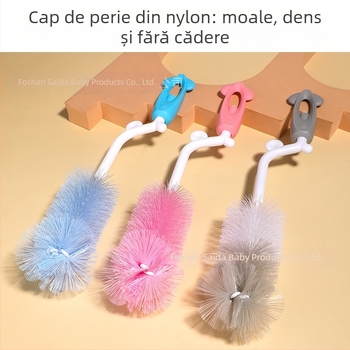 SAIDAH Perie rotativă pentru biberon, cu peri din nylon — potrivită pentru biberon, sticle de apă și căni