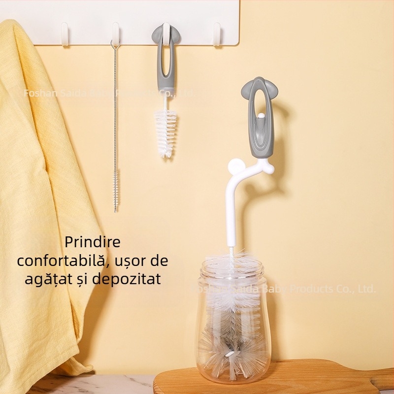 SAIDAH Perie rotativă pentru biberon, cu peri din nylon — potrivită pentru biberon, sticle de apă și căni