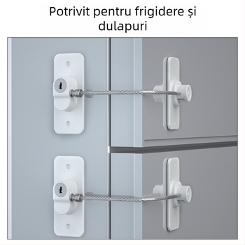 Încuietoare de siguranță FQ8A – ABS + sârmă din oțel inoxidabilă, pentru frigider, fereastră, dulap și sertar