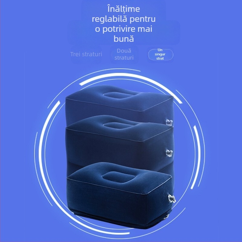 Covoraș gonflabil pentru picioare cu PVC flock, design cu trei straturi, grosime 0.25 mm, suport de picioare portabil pentru călătorii HX0232