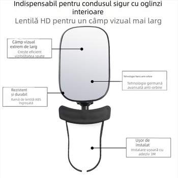 Oglindă interioară pentru mașină, rotire la 360°, reglabilă; oglindă de observare a bebelușului, pentru vehicule cu patru roți