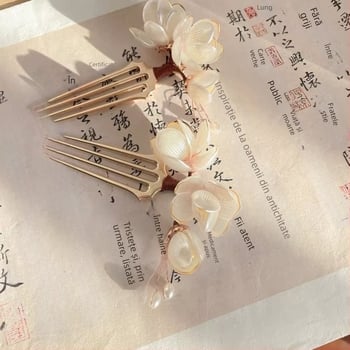 Accesoriu pentru păr Magnolia: ac de păr din aliaj, stil dulce, decor floral, lucrat manual, potrivit pentru festival