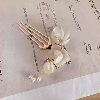 Accesoriu pentru păr Magnolia: ac de păr din aliaj, stil dulce, decor floral, lucrat manual, potrivit pentru festival