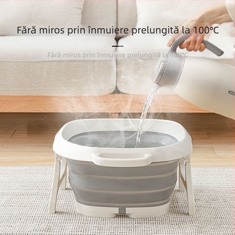 Vas pliabil pentru baie la picioare cu funcție de masaj - bazin portabil din plastic (PP+TPR)