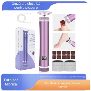 Aparat electric de pedicură portabil, cu afișaj, reîncărcabil; exfoliază pielea moartă și elimină calusurile