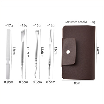 Cuțit de pedichiură din oțel inoxidabil cu furculiță exfoliantă pentru calusuri, piatră abrazivă pătrată, cutie cu 300 buc